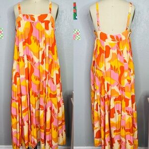 Vibrant Multi-Color Midi Dress with Adjustable Straps